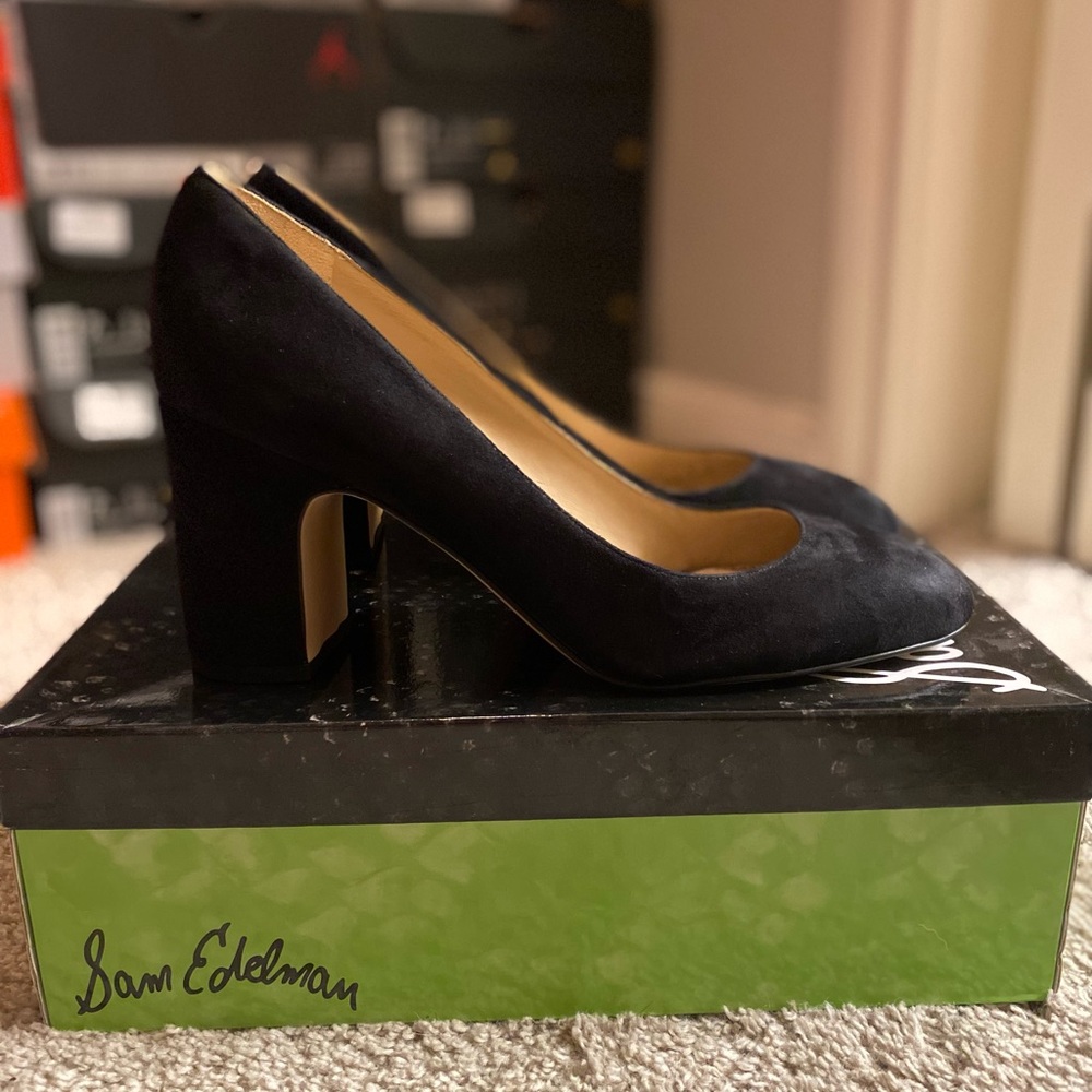 Sam Edelman Junie Black Suede Heels NIB